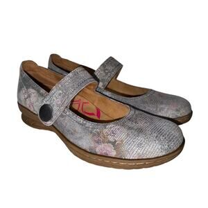 Comfortiva Align Women's 9.5 Narrow Mary Jane Shoes Gray Floral Leather